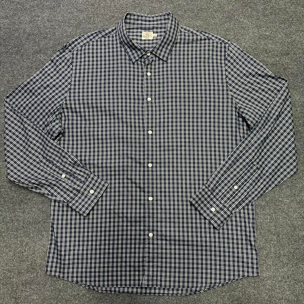 Faherty Men’s The Movement Shirt Cotton Nylon Blend Stretchy Plaid Button Up XXL